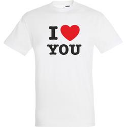 T-shirt I Love You | valentijn cadeautje voor hem haar | valentijn | valentijnsdag cadeau | Wit | maat 5XL